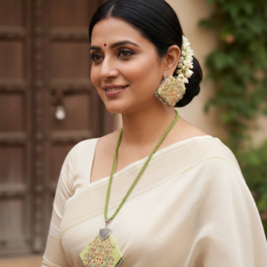 Handcrafted Fabric Embroidered Necklace Set