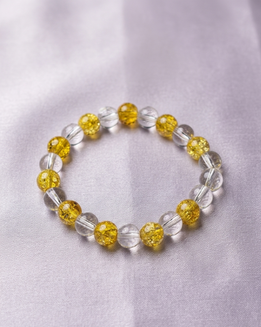 Handcrafted White Beads Evil Eye Bracelet with Golden Spacers - Image 5