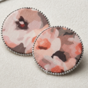 Fabric floral round stud earrings