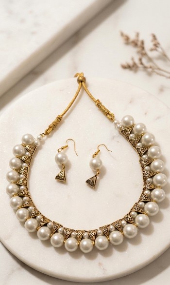 Handmade Pearl Necklace Set