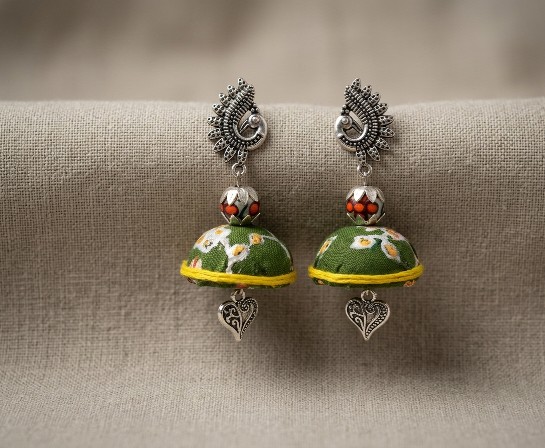 Fabric Jhumka Earrings – Handicrafted Traditional Jewellery