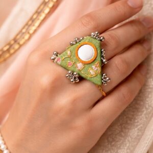 Triangle Fabric Mirror Ring