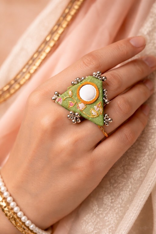 Triangle Fabric Mirror Ring