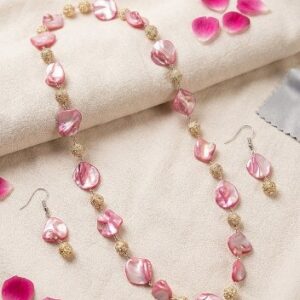 Handcrafted Pink Shell Necklace Set