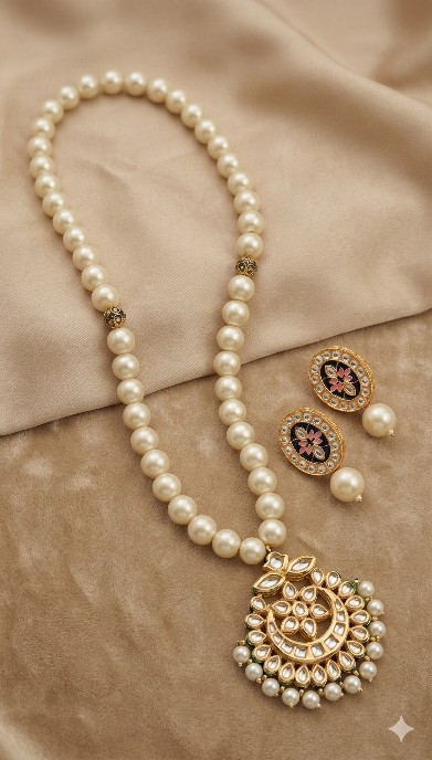 Pearl Kundan Necklace Set
