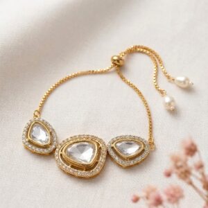 Kundan stones adjustable slider bracelet